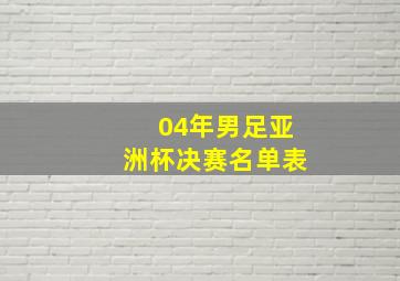 04年男足亚洲杯决赛名单表