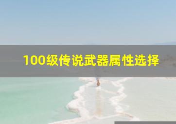 100级传说武器属性选择