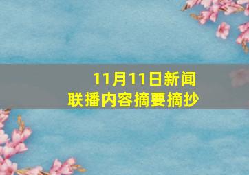 11月11日新闻联播内容摘要摘抄