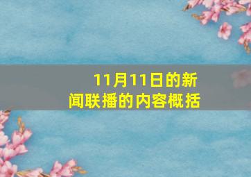 11月11日的新闻联播的内容概括