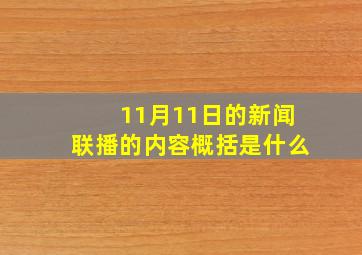 11月11日的新闻联播的内容概括是什么