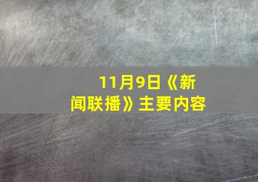 11月9日《新闻联播》主要内容