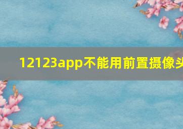 12123app不能用前置摄像头