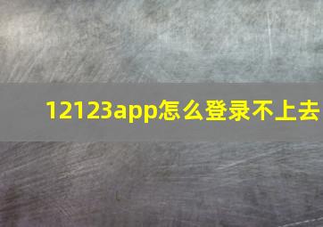 12123app怎么登录不上去