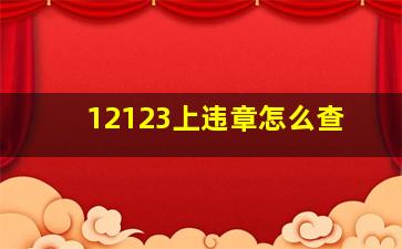 12123上违章怎么查