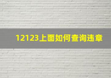 12123上面如何查询违章