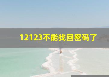 12123不能找回密码了