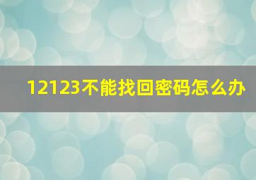 12123不能找回密码怎么办