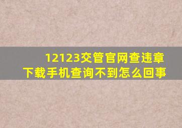 12123交管官网查违章下载手机查询不到怎么回事