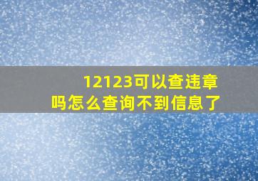 12123可以查违章吗怎么查询不到信息了