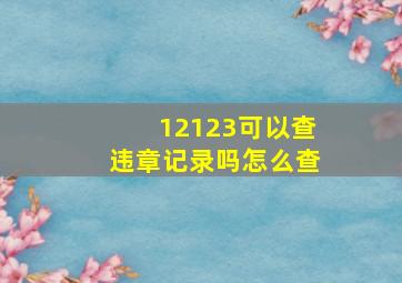 12123可以查违章记录吗怎么查