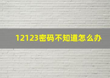 12123密码不知道怎么办