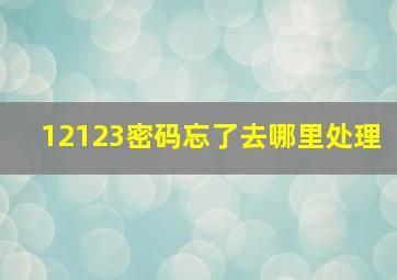 12123密码忘了去哪里处理