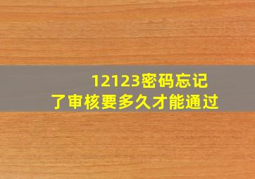 12123密码忘记了审核要多久才能通过