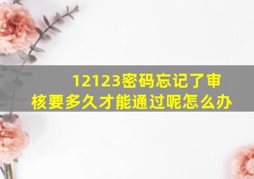 12123密码忘记了审核要多久才能通过呢怎么办