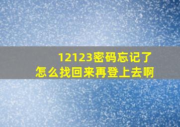 12123密码忘记了怎么找回来再登上去啊