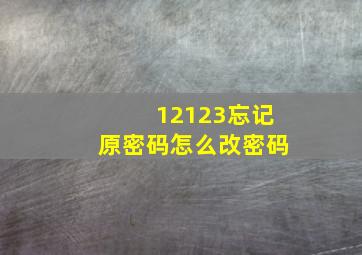 12123忘记原密码怎么改密码