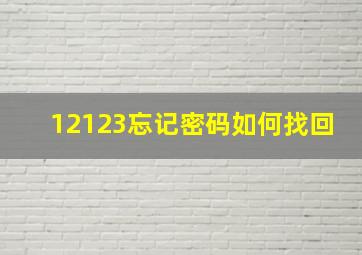 12123忘记密码如何找回