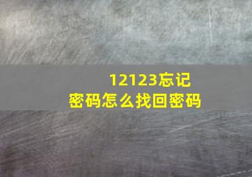 12123忘记密码怎么找回密码