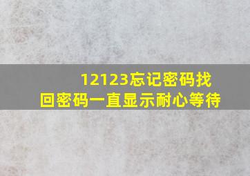 12123忘记密码找回密码一直显示耐心等待