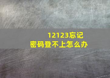 12123忘记密码登不上怎么办