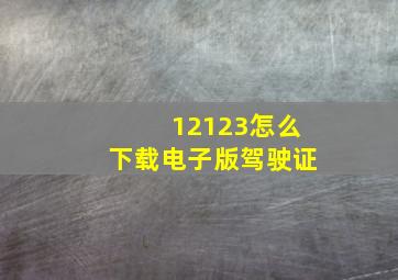 12123怎么下载电子版驾驶证