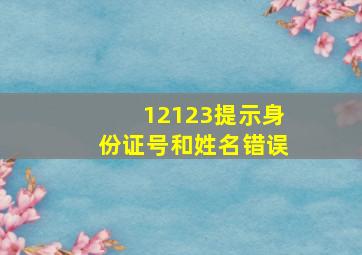 12123提示身份证号和姓名错误