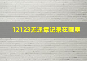 12123无违章记录在哪里