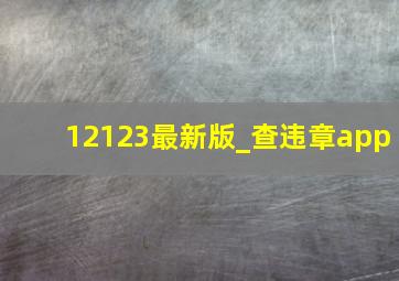 12123最新版_查违章app