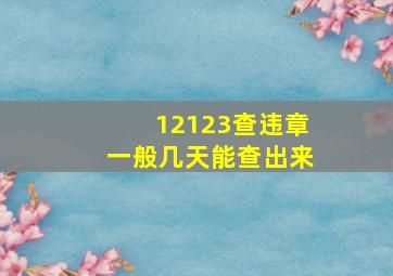 12123查违章一般几天能查出来