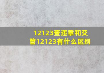 12123查违章和交管12123有什么区别