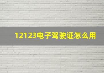 12123电子驾驶证怎么用