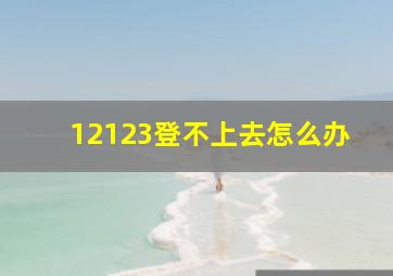 12123登不上去怎么办