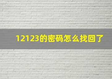 12123的密码怎么找回了