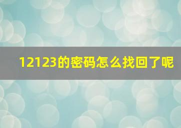 12123的密码怎么找回了呢