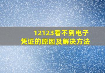 12123看不到电子凭证的原因及解决方法