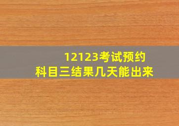 12123考试预约科目三结果几天能出来