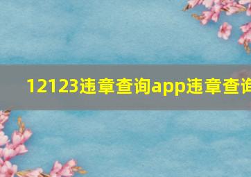 12123违章查询app违章查询