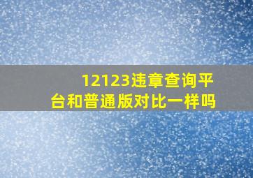 12123违章查询平台和普通版对比一样吗