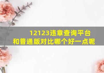 12123违章查询平台和普通版对比哪个好一点呢