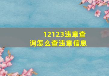 12123违章查询怎么查违章信息