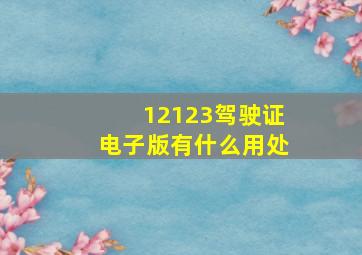 12123驾驶证电子版有什么用处