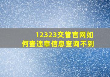 12323交管官网如何查违章信息查询不到