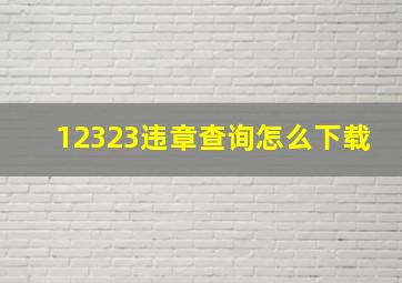 12323违章查询怎么下载