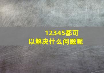 12345都可以解决什么问题呢