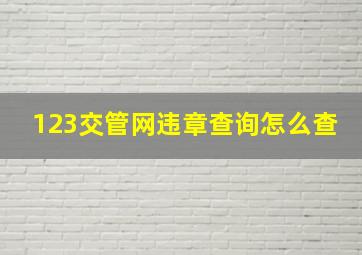 123交管网违章查询怎么查