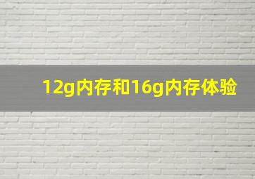 12g内存和16g内存体验