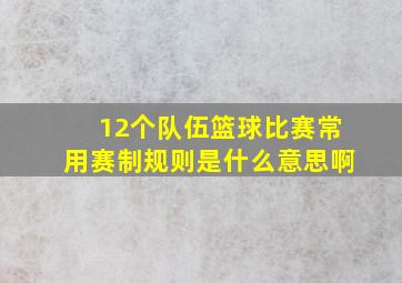 12个队伍篮球比赛常用赛制规则是什么意思啊