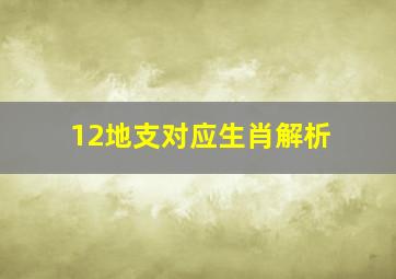 12地支对应生肖解析