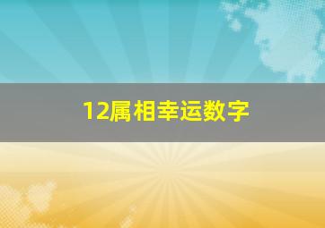 12属相幸运数字